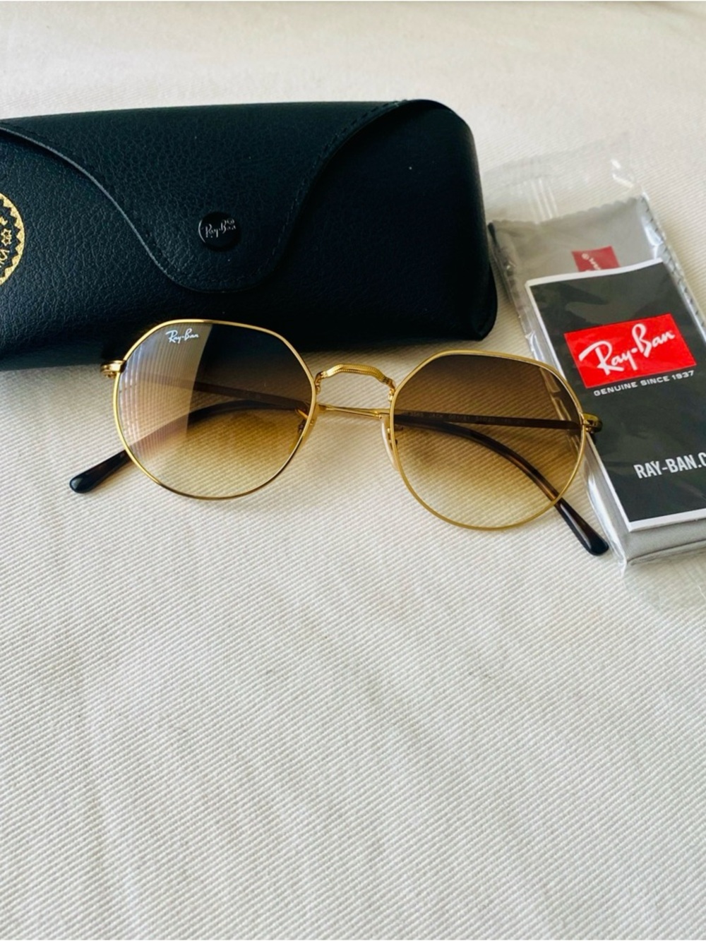 Ray-Ban Gold Frame Sunglasses with Brown Gradient Lenses